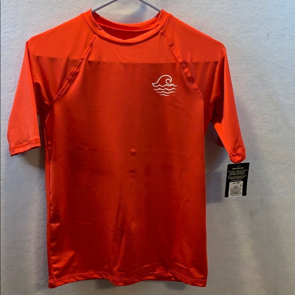 Red Wave Rashguard Swim Top